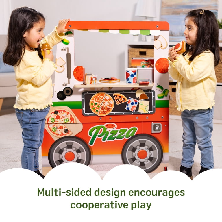 Melissa & Doug Wooden Pizza Food Truck Activity Center with Play