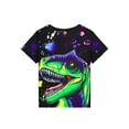 thumbnail image 6 of QEFJNO Boys 3-Piece Summer Pajama Sets Kids Dinosaur Pjs Short Sleeve Sleepwear Shirt Shorts Pants 3-12Y, 6 of 11