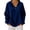 Dark Blue-04, variant on Perfectbot Women Waffle Knit Henley Hoodie, Long Sleeve Drawstring Pullover Fall Casual Sweatshirt