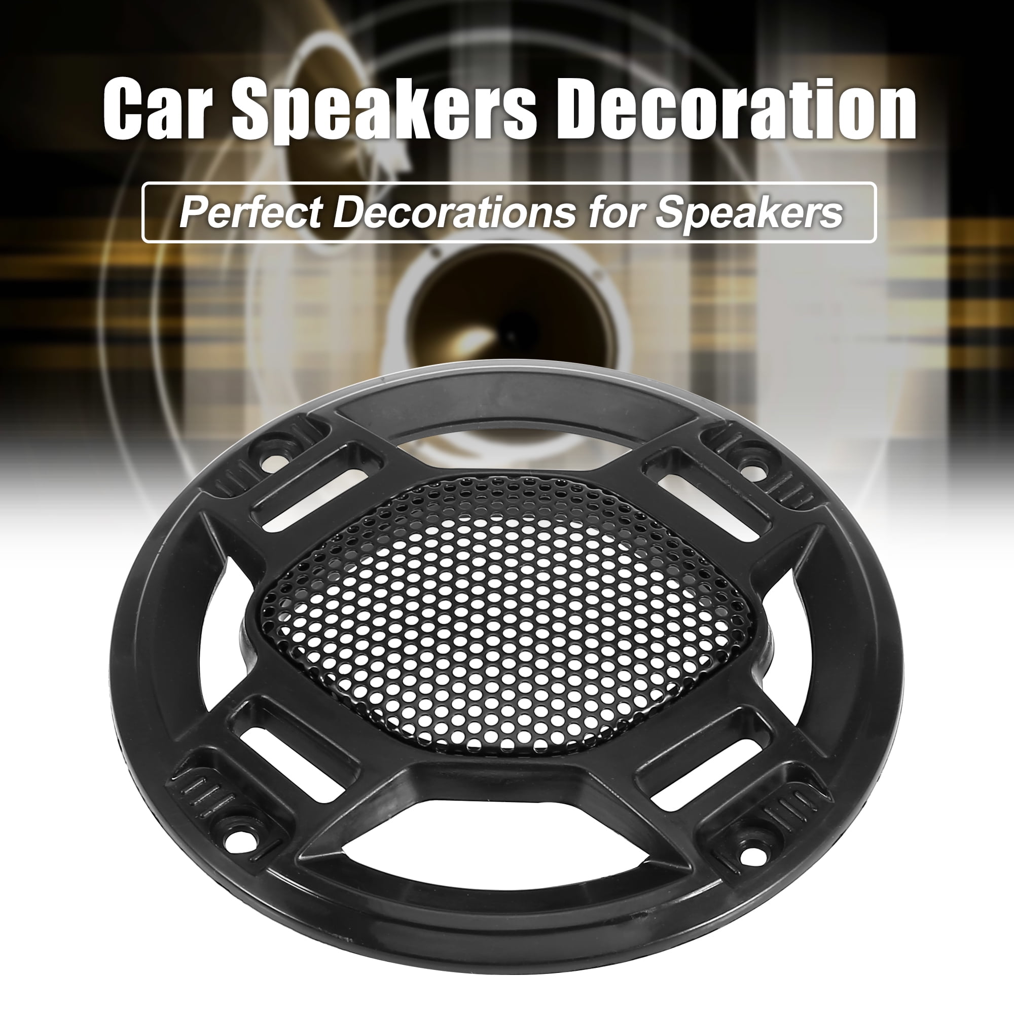 2pcs Universal 3.5 Car Metal Audio Speaker Grill Cover Mesh Woofer Horn Guard  Decorative Irregular Grille Black 