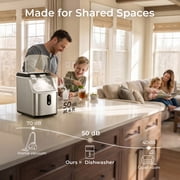 Goosiay 33lb Nugget Ice Maker Portable Countertop, Pebble Crushed Soft Chewable Ice Maker Machine, Stainless Steel