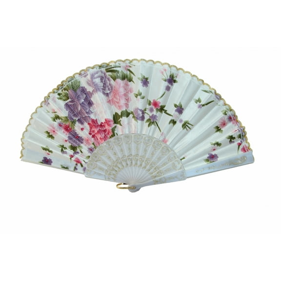 White Chinese Folding Hand Fan