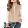 thumbnail image 4 of Breezora Childrens Double Face Plush Vest Ultra Soft Winter Wear for All Day Comfort 90 Size Khaki, 4 of 6