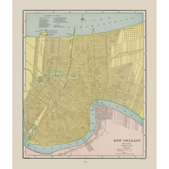 Historic City Map - New Orleans Louisiana - Cram 1892 - Vintage Wall Art