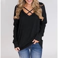 thumbnail image 2 of Tops Para Mujer Camisas de Manga Larga Otoño Casual Solid Crossing Skinny Ning Camiseta Con Cuello en V Blusa Odeerbi  ODB151065, 2 of 5