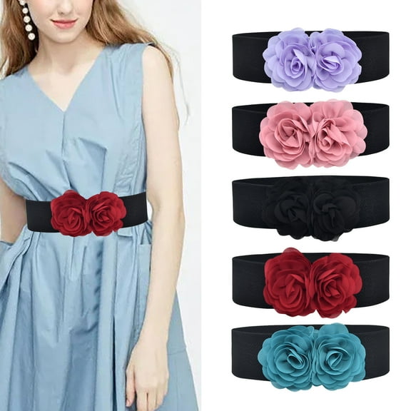 Vintage Wide Elastic Waist Belt for Women Stretchy Belt for Dresses and Skirts