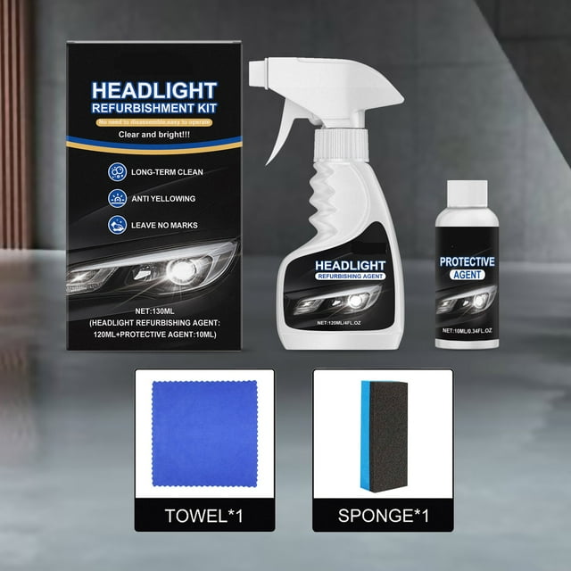 Kit de Reacondicionamiento de Faros de 130 Ml | Limpieza para Faros Amarillos, Opacos y Rayados | Kit de Mantenimiento de Faros | Paquete de 2