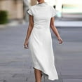 thumbnail image 2 of IROINNID Reduced Wedding Guest Dresses for Women Evening Night Party Dress Color Short Sleeve Dresses Trendy Formal Dress,White, 2 of 6