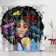thumbnail image 1 of Cortina de ducha de tela impermeable con estampado de chica negra americana, cubierta para bañera y baño, incluye 12 ganchos antioxidantes., 1 of 5