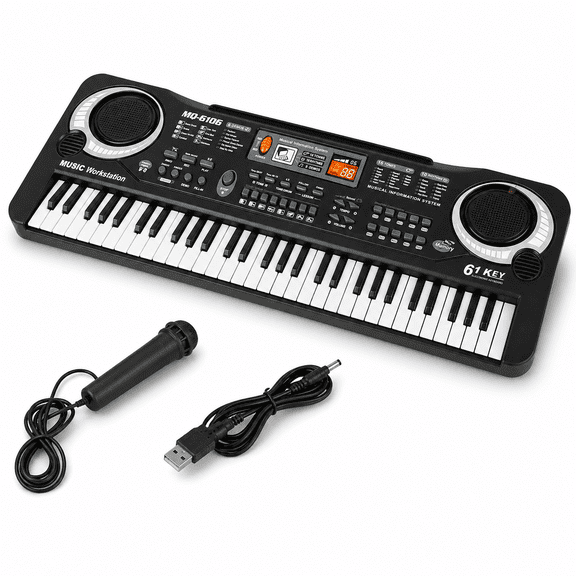 61 Key Digital Music Piano Keyboard for Kids,Portable Electronic Musical Instrument,Multi-function Keyboard with Microphone Gifts for Boys and Girls