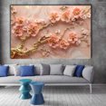 thumbnail image 2 of Mudket Pink Cherry Blossom Tree on Marble with Gold Canvas Wall Art, Framed Floral Print, Ready to Hang Wall Decor for Living Room Bedroom, Luxury Artwork - 12"L x 8"W, 2 of 10