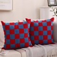thumbnail image 1 of Alysheer Fundas de almohada decorativas bordadas a cuadros, 18.0 x 18.0 in, juego de 2 fundas de cojín clásicas y elegantes de lona de algodón con estampado de cuadros rojos y azules para sofá, cama,, 1 of 1