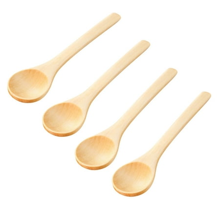 

10pcs Wooden Spoons Natural Long Handle Stirring Spoons Pudding Honey Tea Spoons