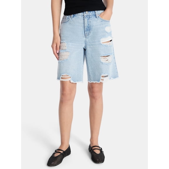 Madden NYC Women’s Distressed Cotton Jorts, Sizes XXS-XXL