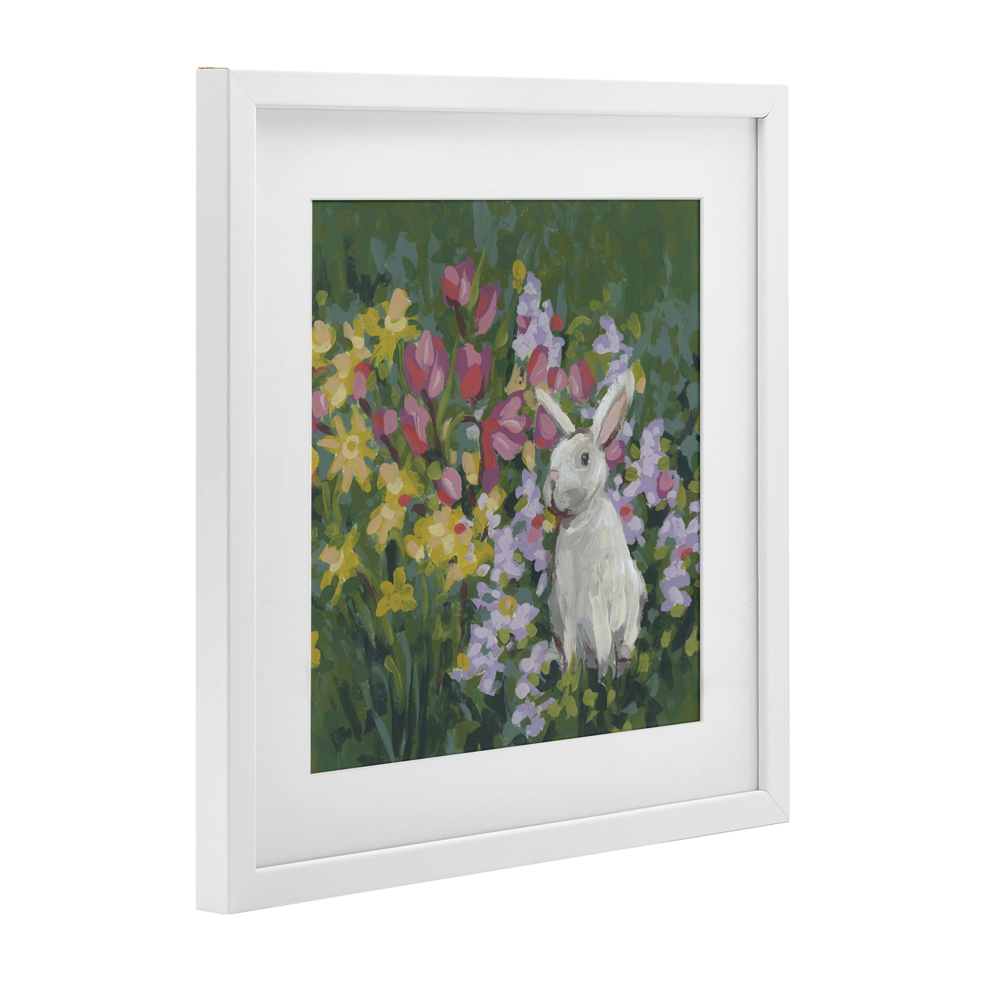 Stupell Industries Botanical Bliss Bunny White Framed Print Under Glass, design by June Erica Vess