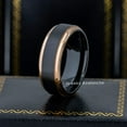 thumbnail image 2 of 8mm Men's Black Cobalt Wedding Band, Brushed Finish Rose Gold Stepped Edge Ring - CT779WAs9.5, 2 of 4