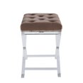 thumbnail image 2 of Stool In Brown Fabric And Clear Acrylic - Fabric, Foam, Acrylic, 2 of 2