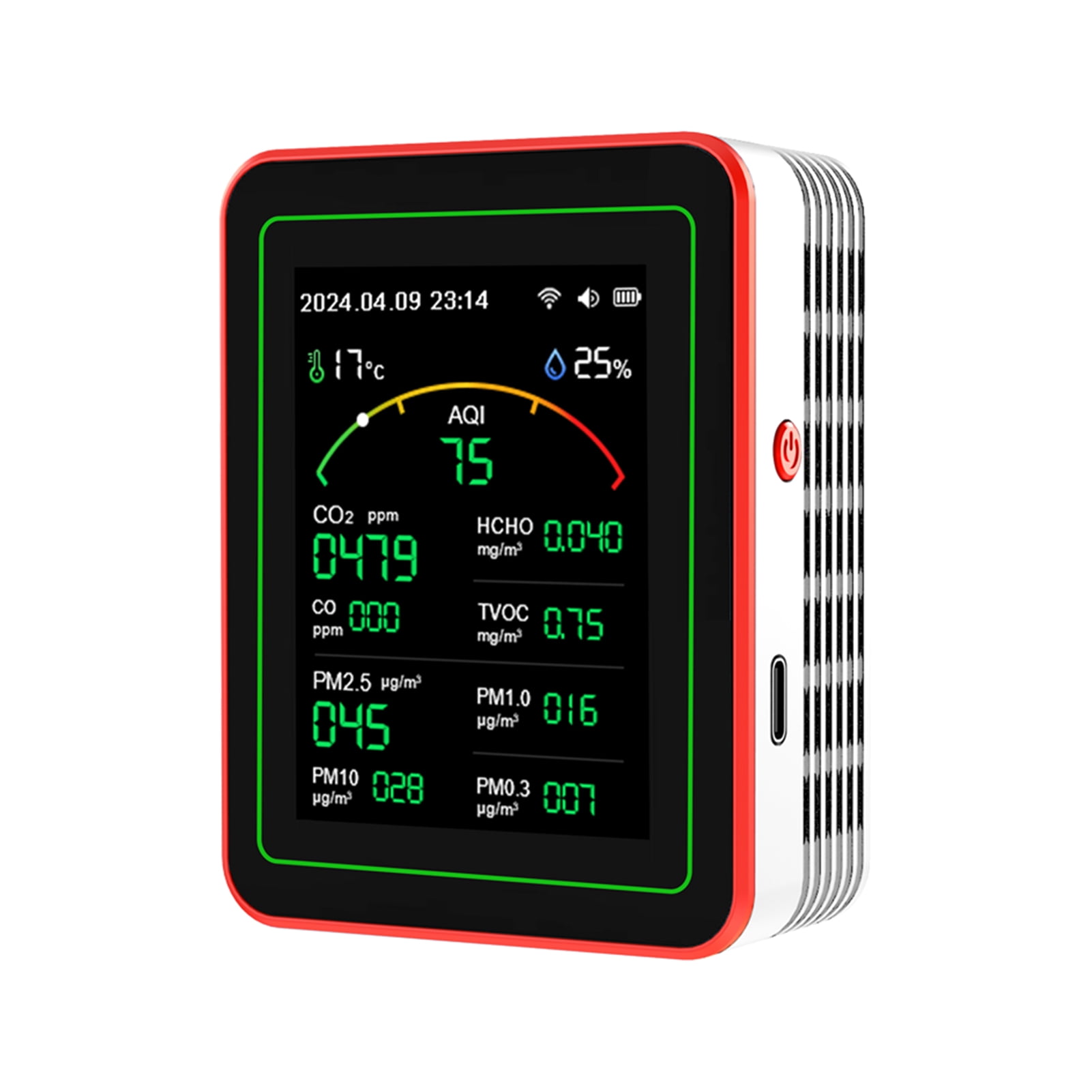 Smart Air Quality Tester 15 in 1 Air Quality Monitor CO2 Monitor Smart Air Quality Tester with Mobile APP WiFi for Home & Office, Temperature, Humidity, Alarm Clock, Timer, Countdown Timer