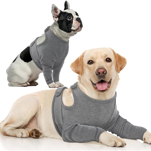 Dog Recovery Suit for Front Legs, Adjustable Dog Leg Sleeves to Stop Licking, Dogs Elbow Braces Protector for Leg Injuries Shoulder Wound, Cone Collar Alternatives,Grey,XL