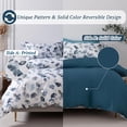 thumbnail image 3 of Long-Staple Cotton Duvet Cover Set Light Navy Ginkgo Leaf Pattern Printed, 3 of 7