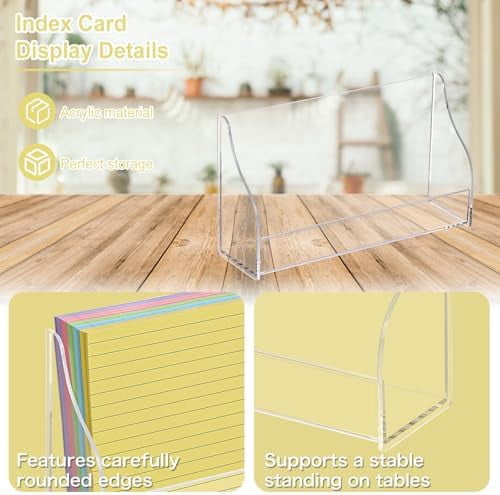 5x8 Acrylic Index Card Holder Index Card Display Stand For Desk Note Cards File Box Postcard Holder Business Stand Display Index Organizer Case for Office Business Desktop(No Cards)