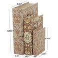 thumbnail image 3 of DecMode Faux Book Orange Faux Leather Decorative Box with Varying Patterns, 3 Count, 3 of 9