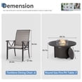 thumbnail image 2 of ALAULM 7 Piece Outdoor Conversation Sets, 6 Textilene Fabric Fixed Chairs with Metal Frame and w/48in Propane Round Fire Pit Table for Deck Garden Backyard Porch,Brown, 2 of 7