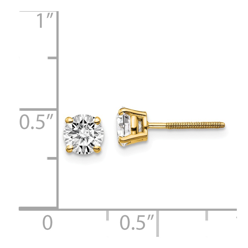 Real 14kt Yellow Gold 1.00ct. SI3 G-I Diamond Stud Thread on/off Post Earrings; for Adults and Teens; for Women and Men