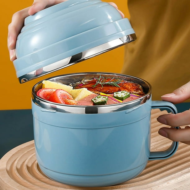 Caja bento de acero inoxidable | Contenedor hermético para ensaladas y comidas preparadas | Recipiente reutilizable con tapa de seguridad | Apto para lavavajillas | Colores azul, verde y rosa