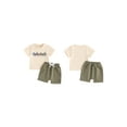 thumbnail image 2 of Toddler Baby Boys Summer Outfits 0 6 12 18 24 Months 2T 3T Truck Letter Print Short Sleeve T-Shirts Tops Elastic Waist Shorts 2Pcs Clothes Set, 2 of 9