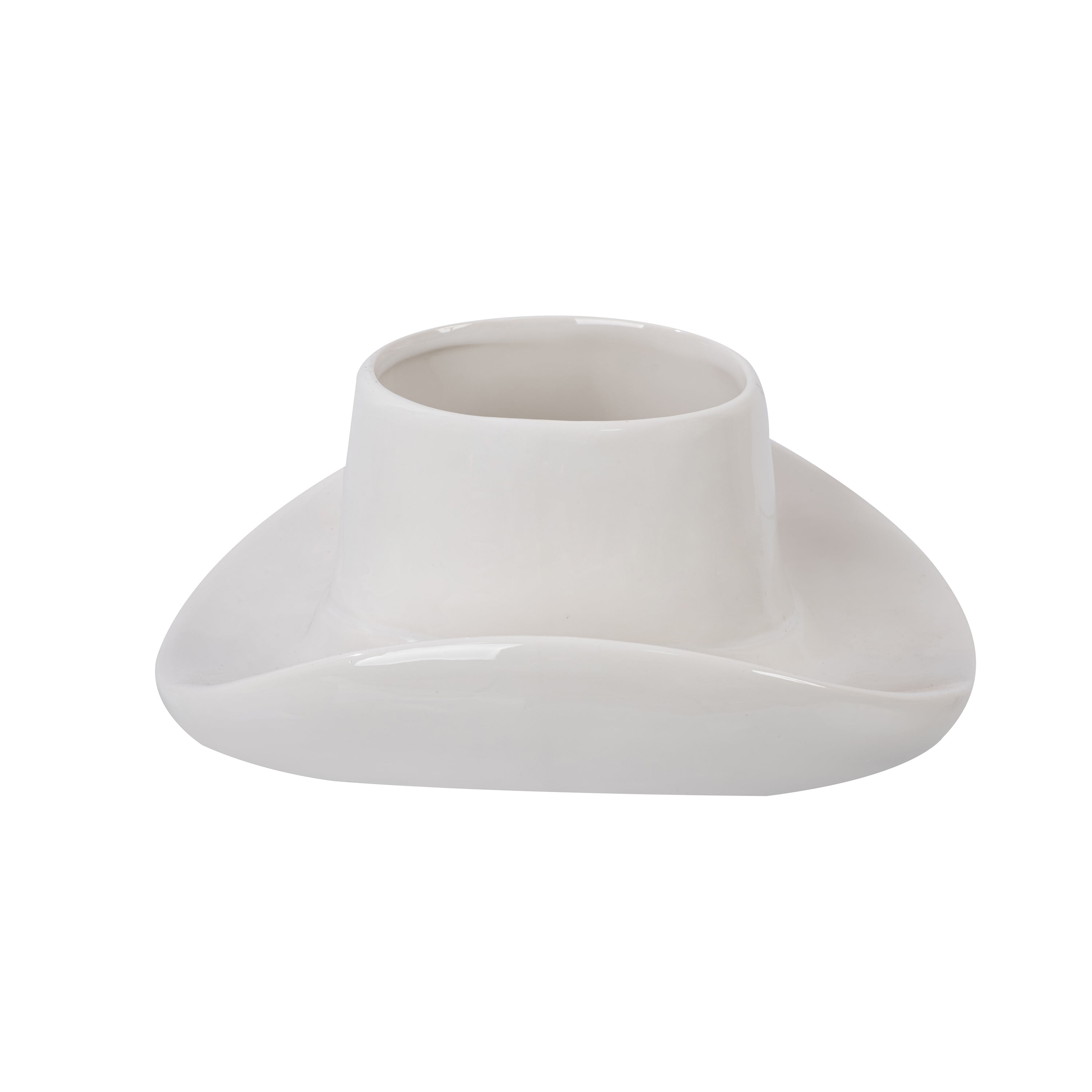Mainstays 9.3" x 10.2" x 4.3" Round White Ceramic Cowboy Hat Planter