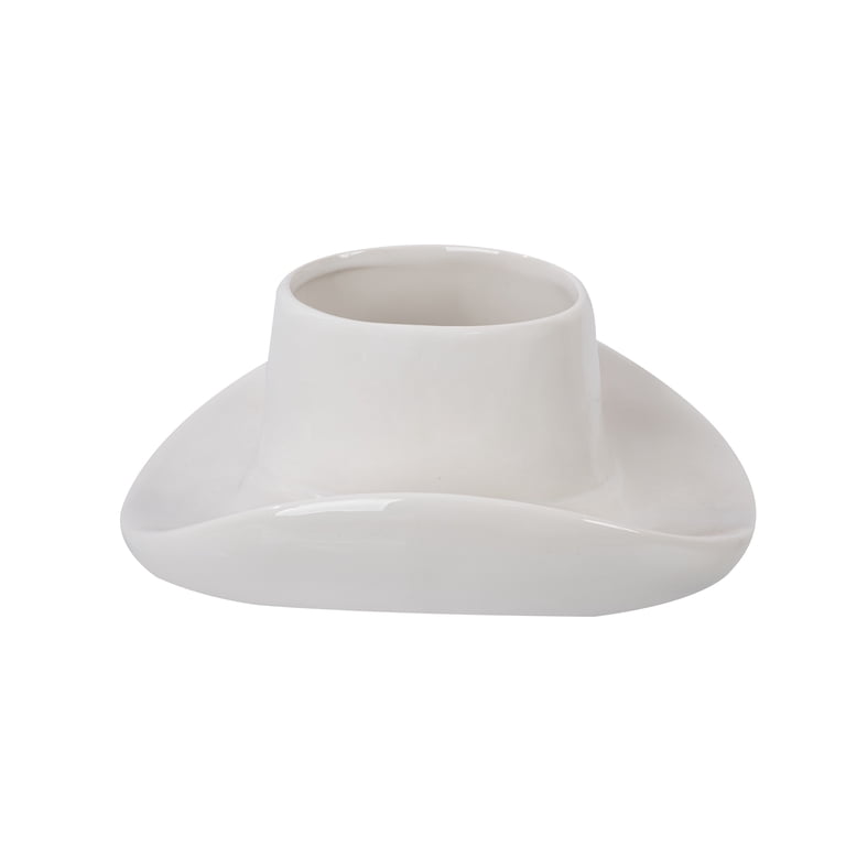 Mainstays White Ceramic Cowboy Hat Planter, 9.3 x 10.2 in photo 3