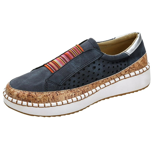 CEHVOM Chaussures Décontractées pour Femmes à Bout Rond Ajourées à Enfiler Espadrilles à Semelle Épaisse