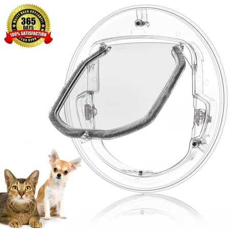 Ejoyous Pet Door for Cats and Small Dogs,Pet Door for Cats and Small Dogs with 4 Ways Lock,Round Clear Cat Flap with Door Liner Kit (Best Way To Repel Dogs)