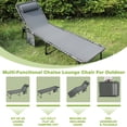 thumbnail image 4 of VEIKOUS 4-Fold Outdoor Chaise Lounge Chair for Patio with Detachable Pocket and Pillow, Gray, 4 of 10