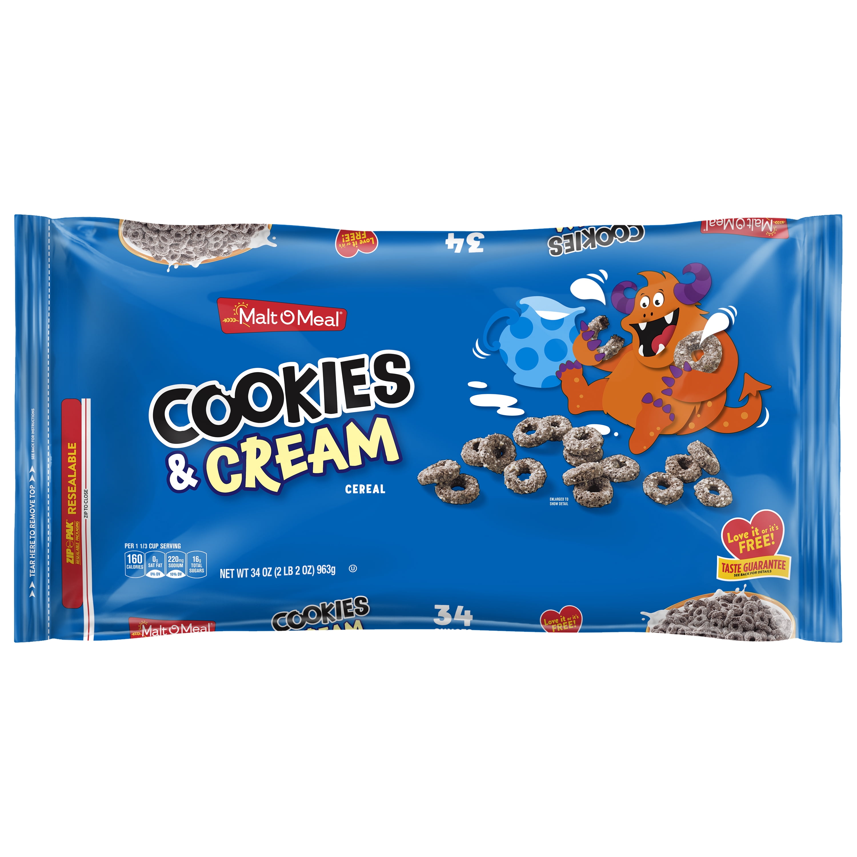 Malt-O-Meal Cookies and Cream Breakfast Cereal, 34 OZ Bag