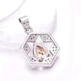 thumbnail image 2 of Morganite, Cubic Zirconia 925 Silver Platinum Plated Pendant 1.00" P78413, Morganite Pendant, Gift For Her, Pear Pendant, Peach Pendant, 2 of 2