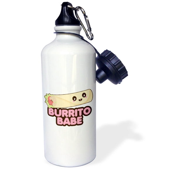3dRose, Cute Kawaii Burrito Babe Cartoon Design, Flip Straw 21oz Water Bottle