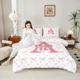 thumbnail image 4 of Homewish Letter Monogrammed A 3 Pieces Queen Comforter Set for Teens Boys Girls,Kawaii Pink Bow Ultra Soft Bedding Sets,Dreamy Princess Bedding Comforter Set Breathable,Lightweight Room Decor, 4 of 8