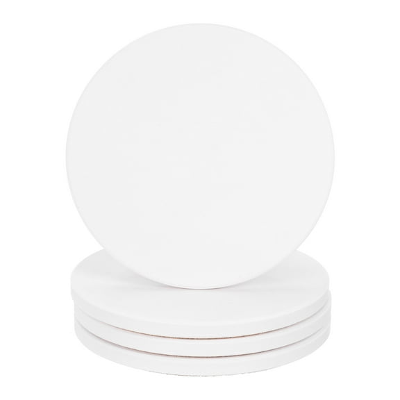 4Pcs Absorbent  Coasters White Marble Round Coaster with Cork Backing Non-Slip for Home Office 4inches.