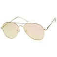 thumbnail image 2 of sunglassLA Unisex Small Full Metal Color Mirror Teardrop Flat Lens Aviator Sunglasses (Gold / Pink Mirror) - 56mm, 2 of 4