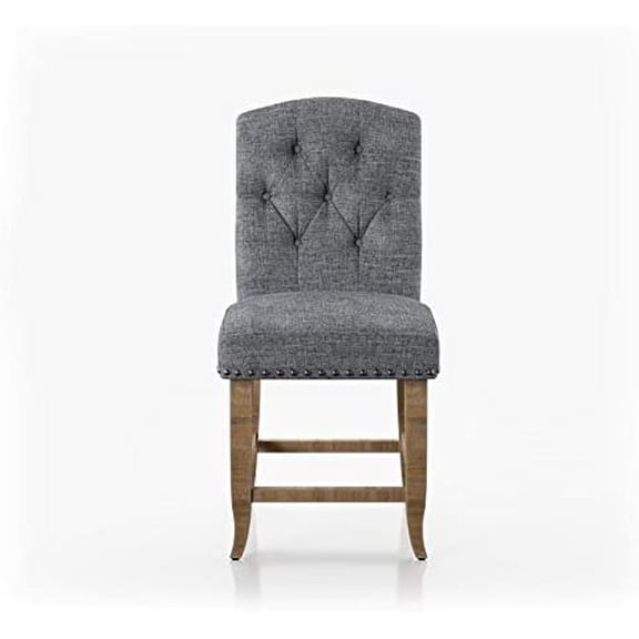 Furniture of America Pasadena Linen Pub Chair (Set of 2) in Light Gray