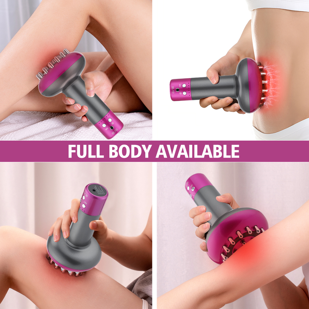 Flaremore Electric Meridian Brush,Massage Meridian Brush with Red Light,Heating Scraping Device,6 Gears Microcurrent Vibration and Hot Compress,Purple