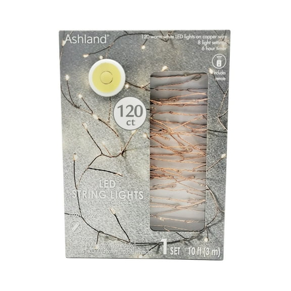 8 Pack: 120ct. Warm White LED Copper String Lights Garland by Ashland