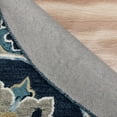 thumbnail image 3 of Laddha Home Designs 5' Blue and Yellow Floral Medallion Hand Hooked Round Area Throw Rug, 3 of 7