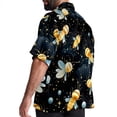 thumbnail image 3 of Starry Bees in the Sky Men's Short Sleeve Spread Collar Poplin Shirt, Casual Printed Button Down Summer Beach Tops for Men, Unisex Comfortable Shirts, 3 of 6