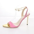 thumbnail image 3 of AXXD Women Pink Sandals Summer Shoes Candy Colored Pointed Sandals High Heels Metal Chain Large Shoes, 3 of 8