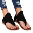 thumbnail image 4 of Mujeres Verano Sólido Clip-Toe Zapatos Cremallera Señora Casual Beach Flats Sandalias cómodas Wmkox8yii nm4801, 4 of 6