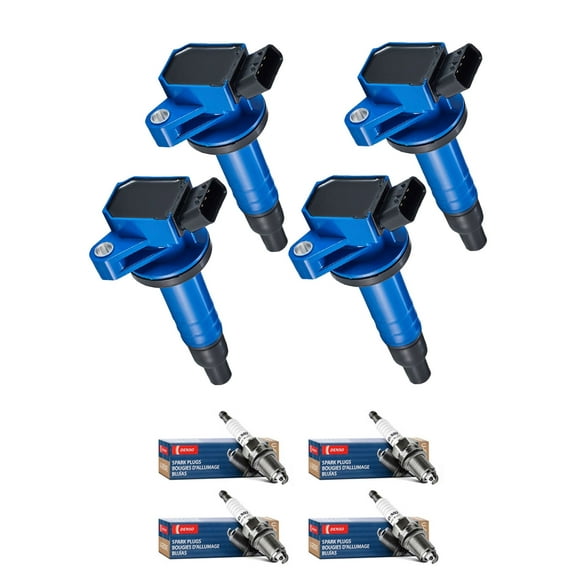 Set of 4 ISA High Performance Ignition Coils and 4 Denso Spark Plugs Compatible with 2000-2008 Toyota Corolla CE Sedan 4-Door 1.8L 1794CC l4 GAS DOHC Naturally Aspirated Replacement For UF247