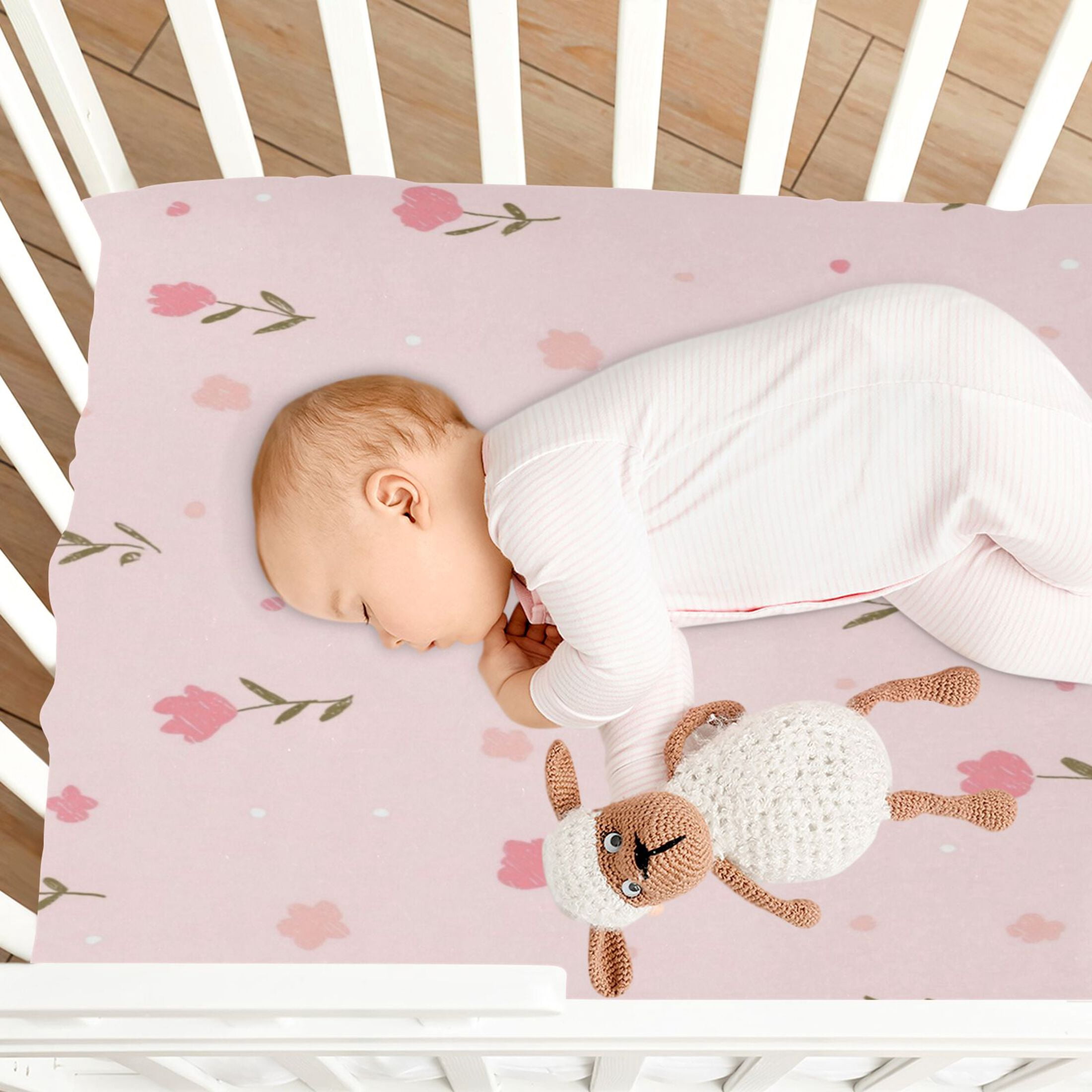 Baby Essentials 52”x 28”- Standard Cotton-like Modal Elastic- The Atmosphere Of Spring Design Crib Sheets for Newborns and Toddlers